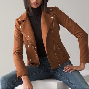 Excellent condition White House Black Market faux suede moto jacket whiskey 4